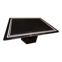 70s J.C Mahey Black Coffetable, Dining Table, Center Table, Lacquer