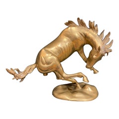 1950s Stallion Brass Sculpture 