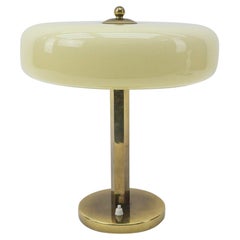 Art Deco Brass Table Lamp with Glass Shade, 1940s, Germany