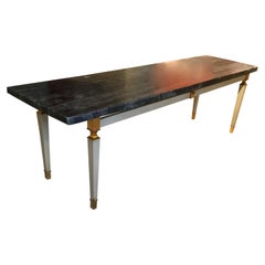 Oversized Leather Wrapped Neoclassical Low Table by Jacques Adnet, France 1950