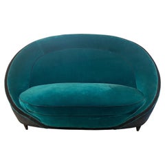 Vintage 1950s Curved Sofa attributed to Gio Ponti 