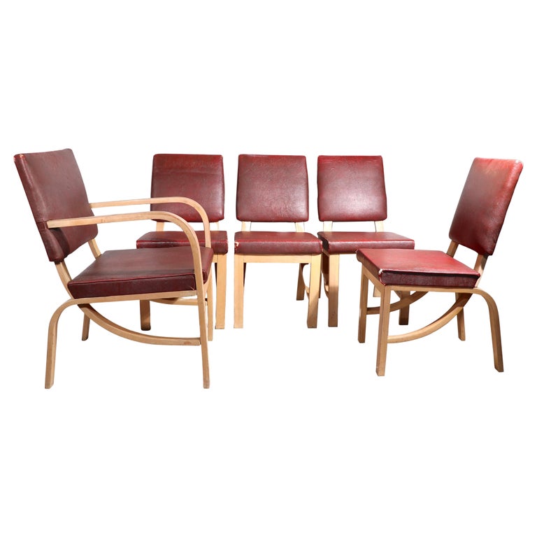 Set of 5 Rohde for Heywood Wakefield Dining Chairs For Sale