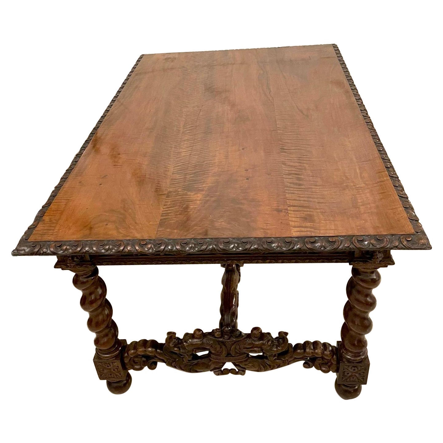 Exhibition Quality Antique Victorian Italian Carved Walnut Centre/Dining Table For Sale