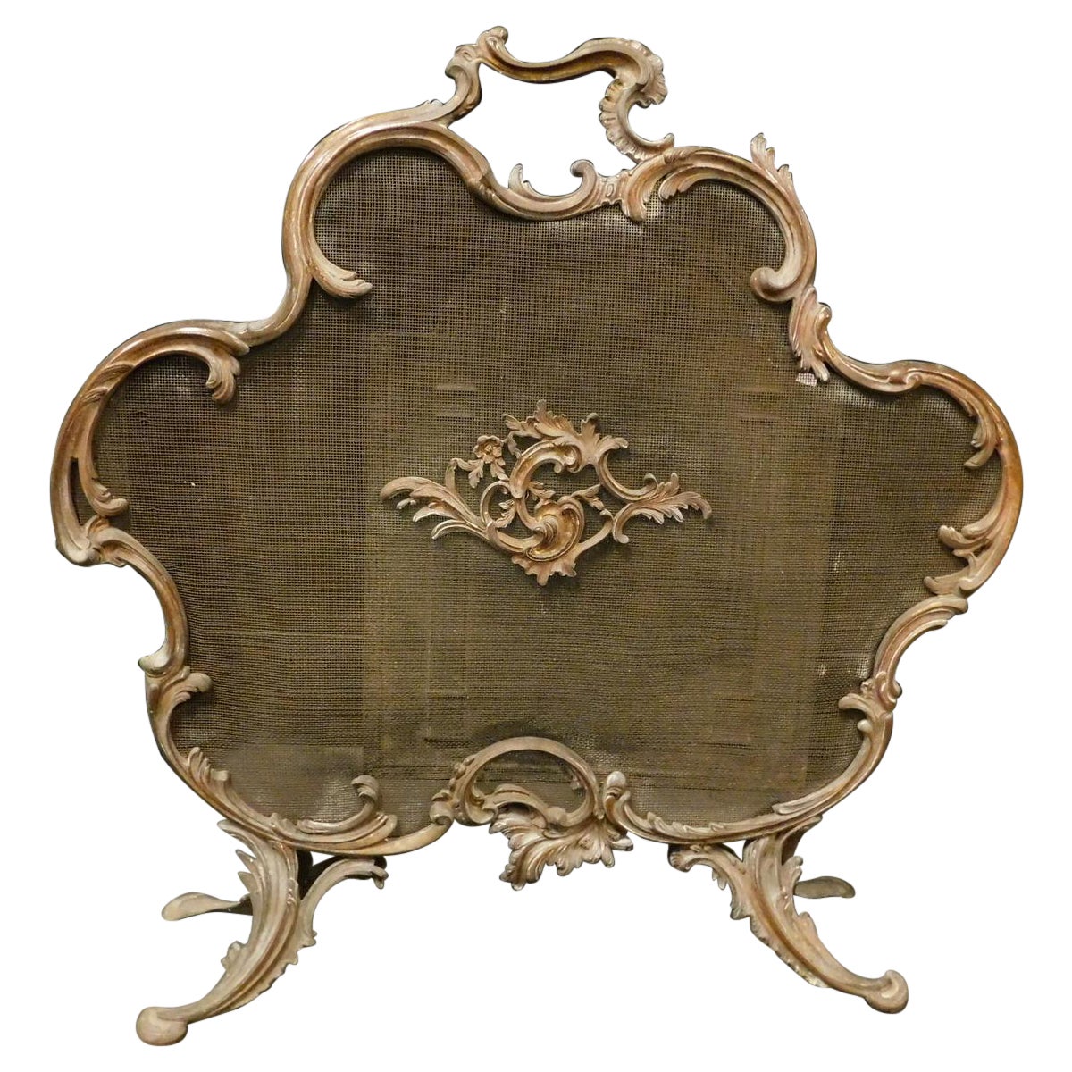Paravent ancien avec décoration en bronze doré, style Rocaille, 800 France