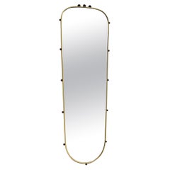 Mid Century Modern Vintage Oval Brass Wall Mirror Full Length Mirror 1960s Italy