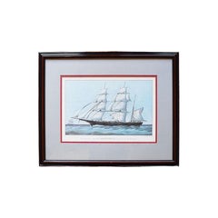 Importante lithographie encadrée du navire Grapeshot Clipper de Joseph Currier & Ives