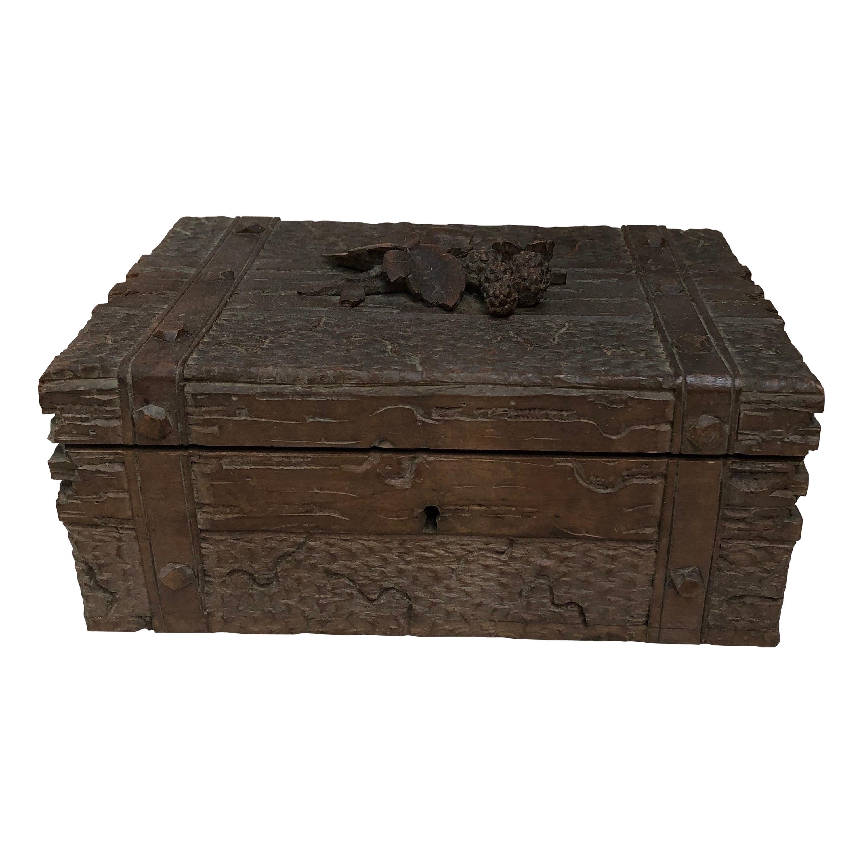 French Black Forest Wood Box with Blackberries, circa 1900