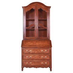 Used Baker Furniture French Provincial Louis XV Walnut Secretary Desk with Bookcase