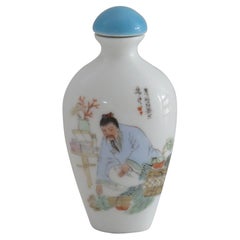 Chinese Porcelain Snuff Bottle Finely Hand Painted & Signed, Circa 1920s