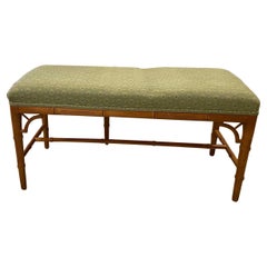 Pair of Vintage Fret Faux Bamboo Wood Benches End of Bed