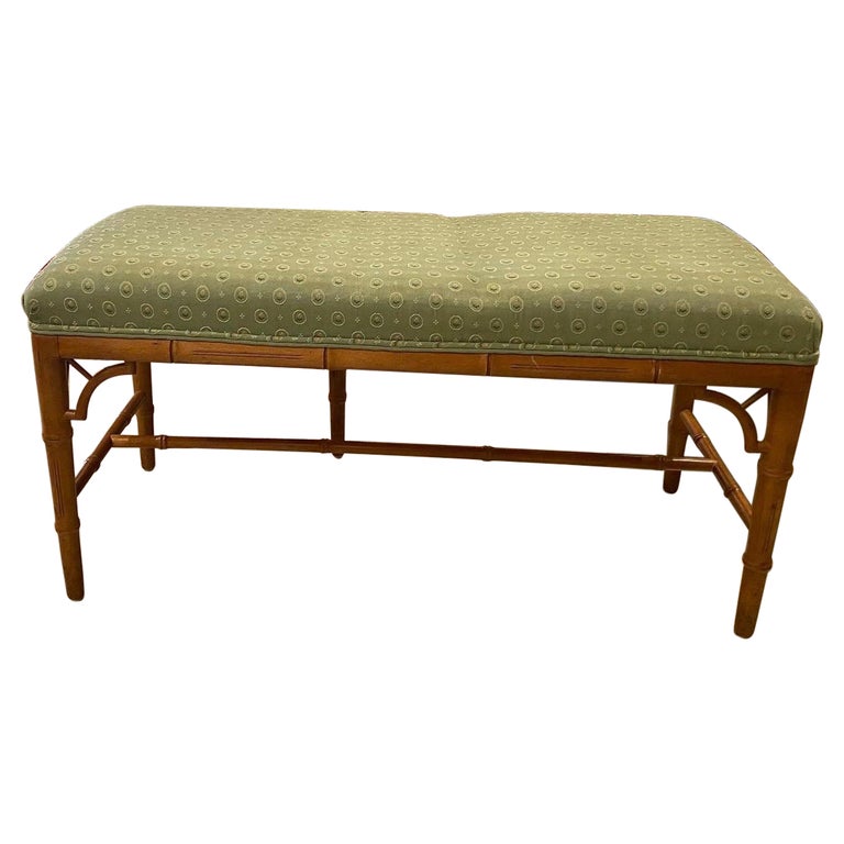 Pair of Vintage Fret Faux Bamboo Wood Benches End of Bed at 1stDibs