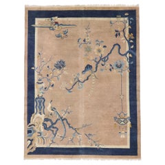 Ancien tapis pictural chinois Art Deo de style Chinoiserie