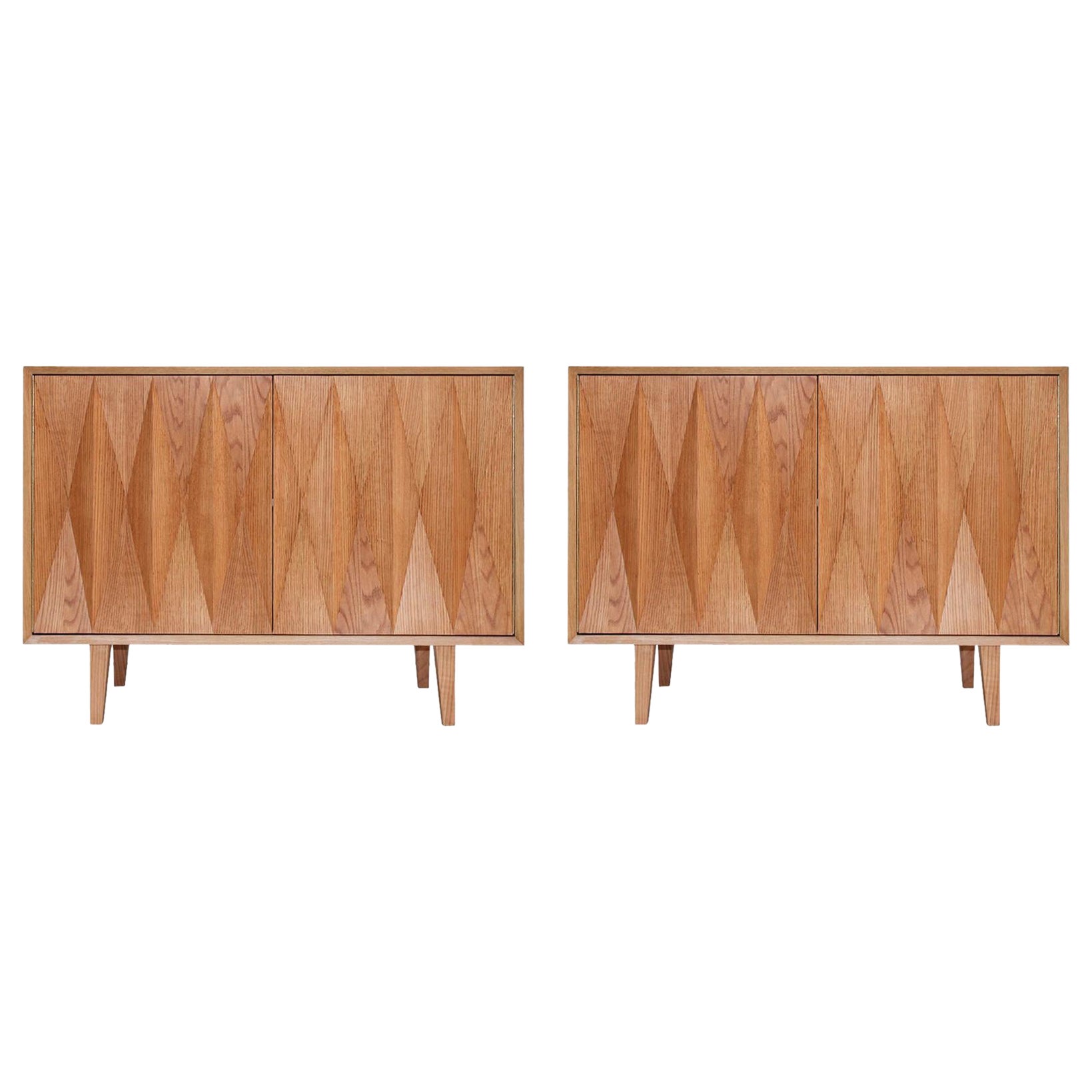 Mid-Century Modern Style Oak Wood Pair of Italian Sideboards by L.a Studio For Sale