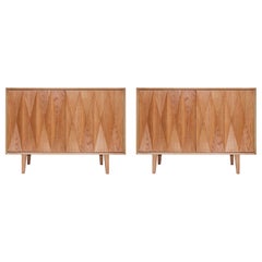 Mid-Century Modern Style Oak Wood Pair of Italian Sideboards by L.a Studio