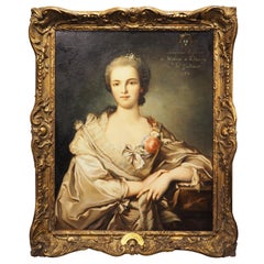 Oil on Canvas Portrait of Henriette Euphemie de Moniot by Robert Tourniers, 1734