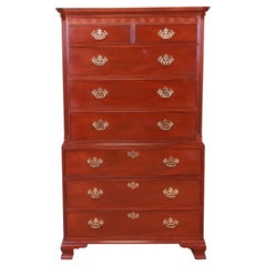 Baker Furniture Chippendale Carved Mahogany Highboy Chest of Drawers