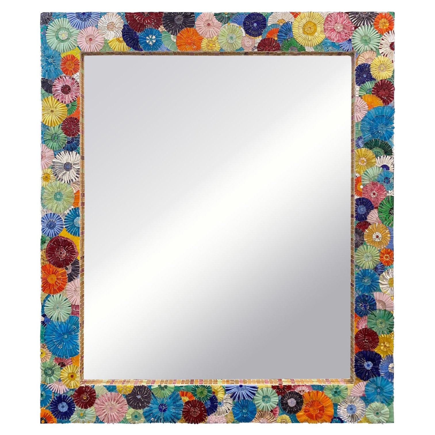 Modern Colorful Ipanema Blossom Mosiac Mirror by Ercole Home For Sale