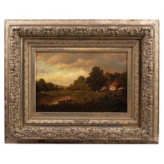 Paisaje de finales del siglo XIX Pintura al óleo sobre lienzo de Henry Pember Smith