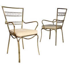 Vintage Pair of Graceful Italian Brass Chairs