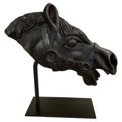 19th Century American Hand Carved Wood Horse Head
