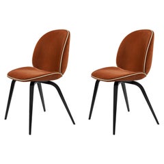 Pair of Beetle Dining Chairs, Fully Upholstered, Walnut Base, Grade 1 Fabric