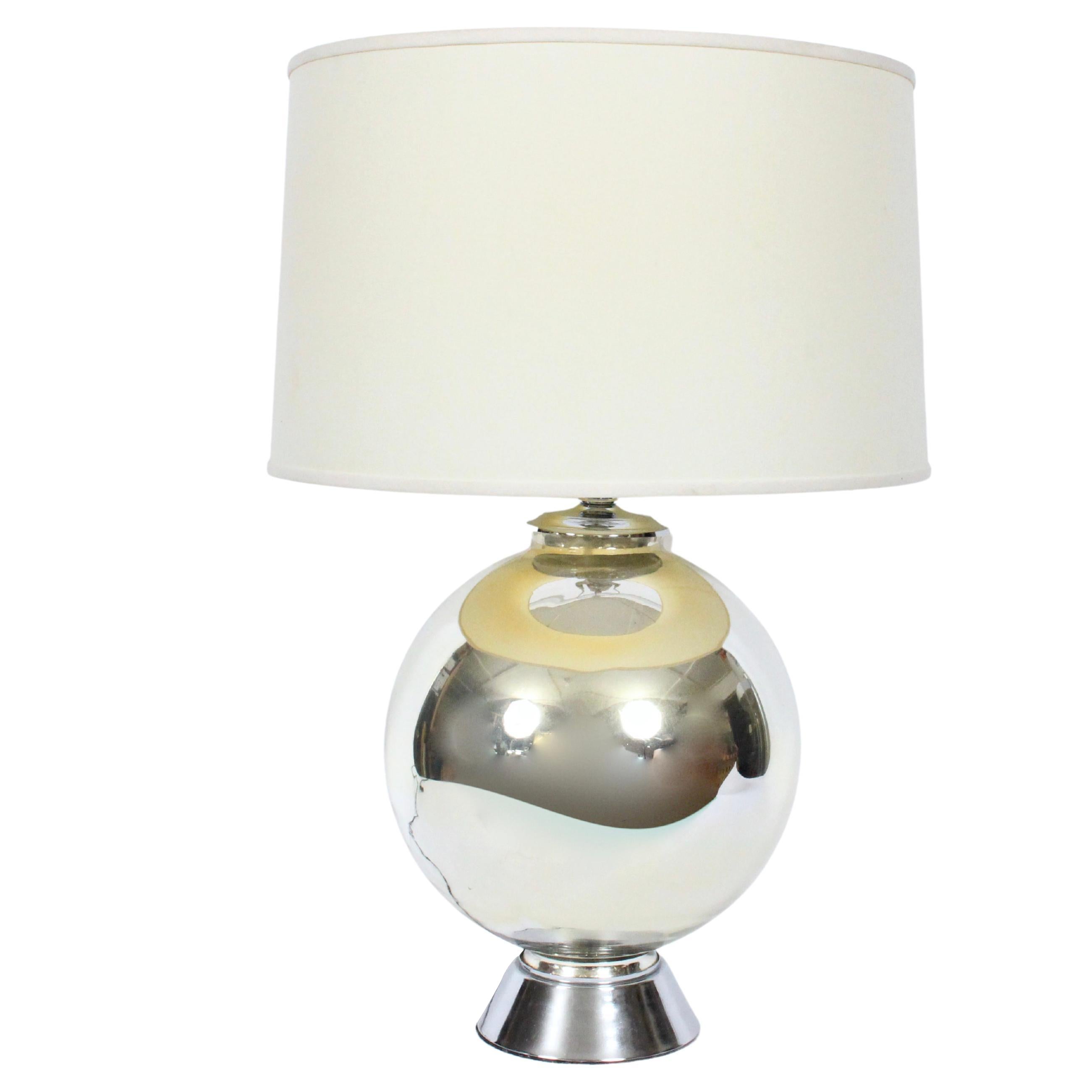 Chapman Co. Mercury Glass Ball Table Lamp, 1960's For Sale