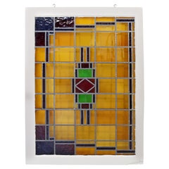 Mid-Century Modern Frank Lloyd Wright Design Stained Glass Wall Art Sculpture