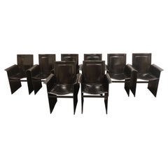 Tito Agnoli Leather Chairs for Matteo Grassi, 1970s, Set of 8