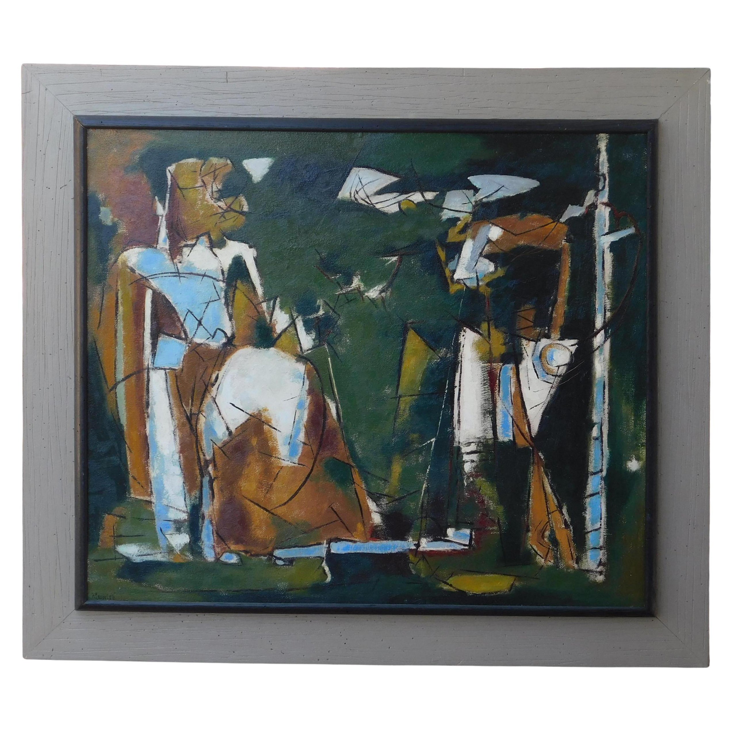 Harry Crowley NYC Abstract Expressionist Painting, circa 1954, Slow Solitude For Sale