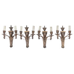 Antique Georgian Giltwood Country House Rams Head Wall Sconces