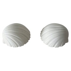 Shell Shaped Opal Glass Pair of Wall Lamps by Limburg, 1960s, Germany