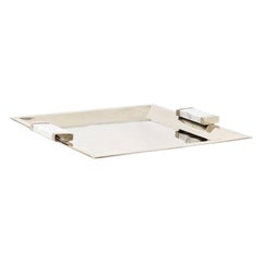 Capa Large Square Tray, Alpaca Silver & Gray Marble