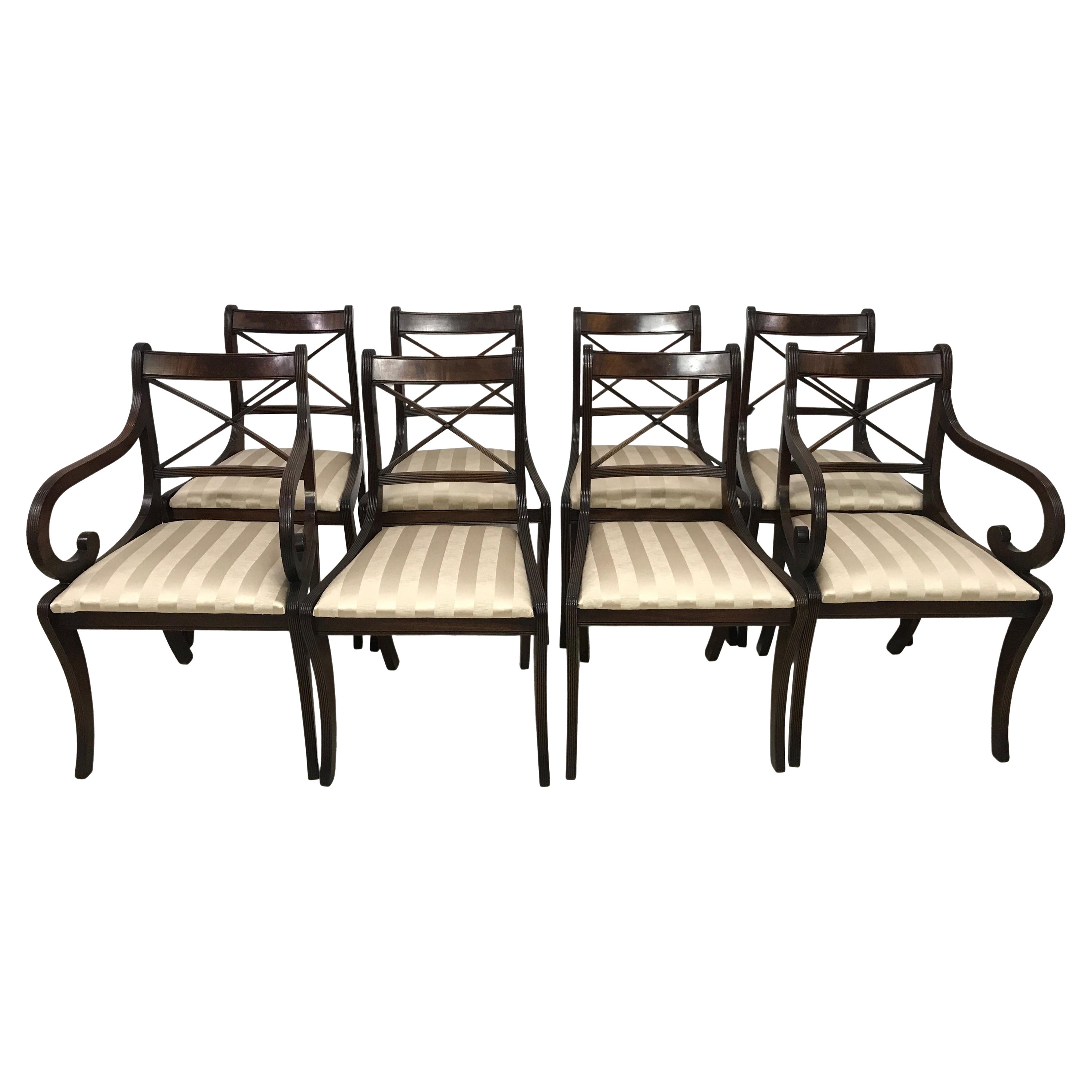 English Regency Style Mahogany Dining Chairs, Set of Eight