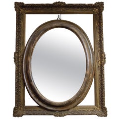 Oval Antique Frame in Silverleaf Wood and Another Rectangular Flemish
