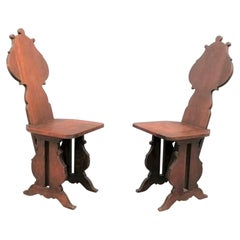 Charles Dudouyt Pair of Oak Chairs