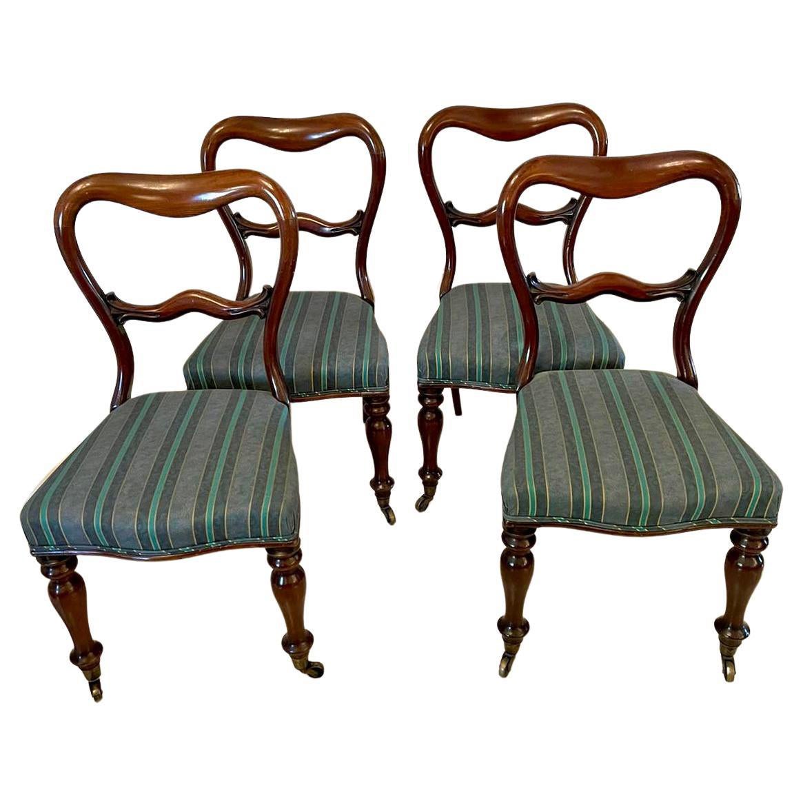  Quality Antique Victorian Mahogany Set of Four Dining Chairs