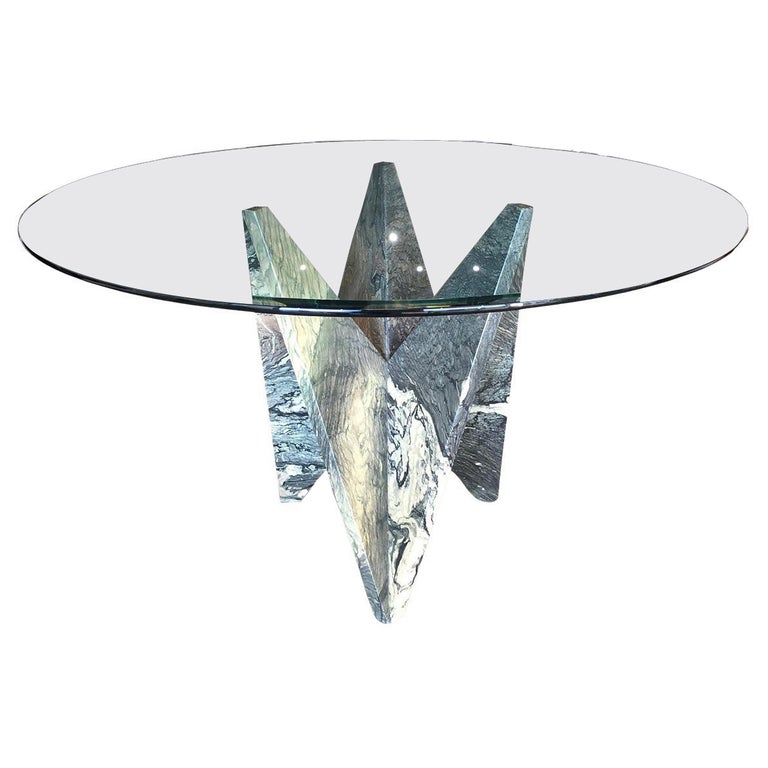 A Fine Faceted Serpentine Marble Table by Ferrari For Sale