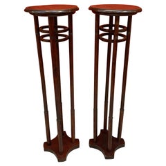 2 Art Nouveau Wood Pedestals, circa 1900