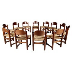 Set of 12 Oak Padova Dining Chairs by Hank Lowenstein, 1970s