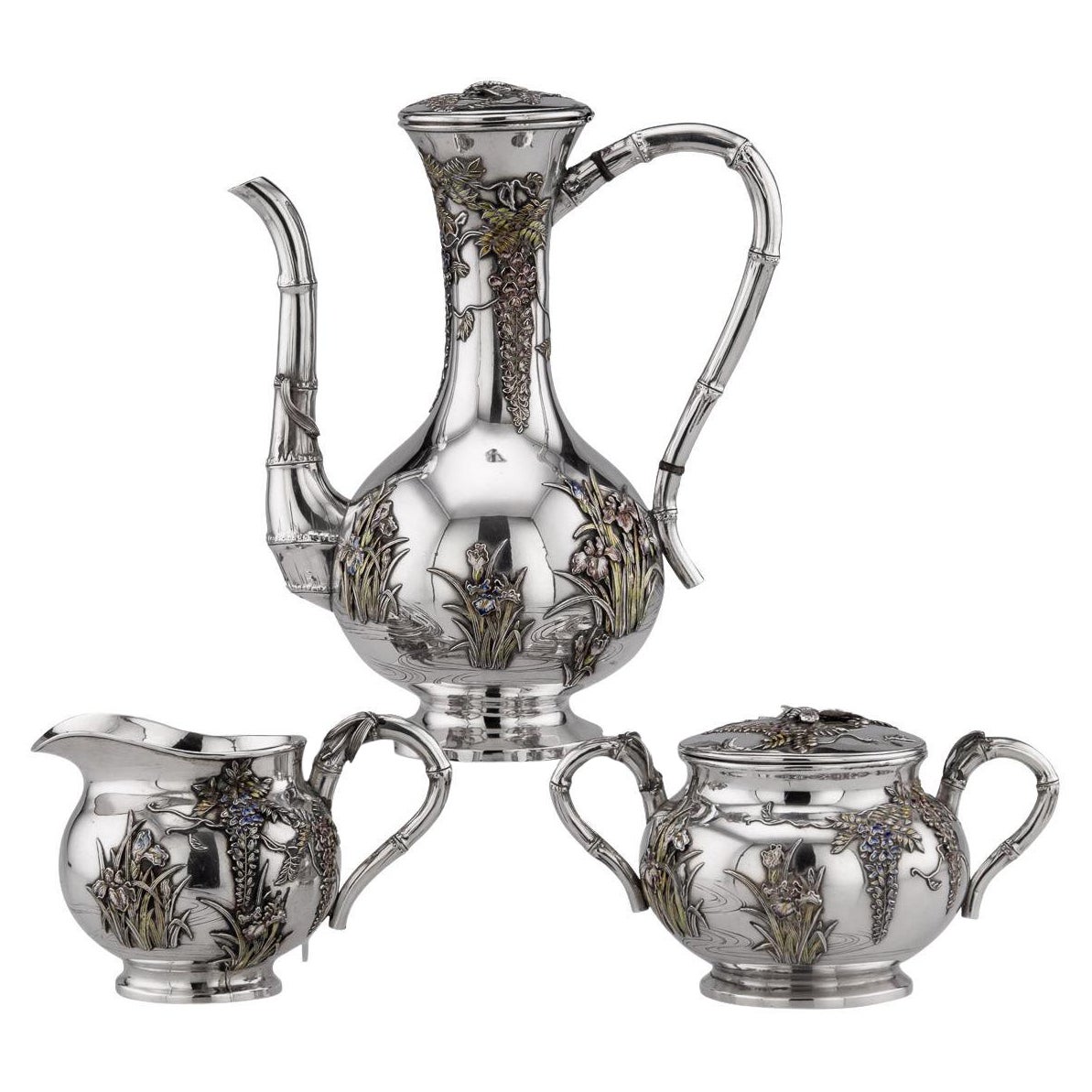 20th Century Japanese Silver Tea and Coffee Set, Miyamoto, Tokyo, circa