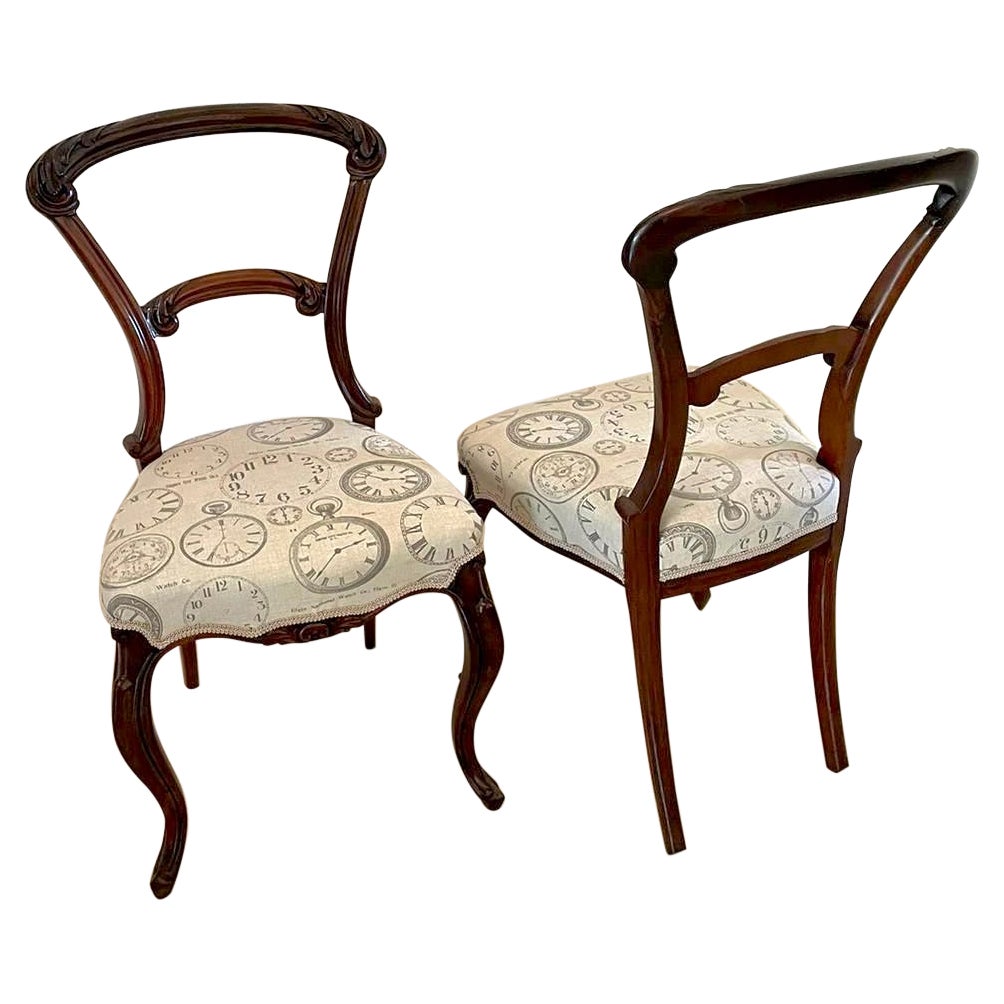 Exceptional Pair of Antique Victorian Carved Rosewood Side Chairs