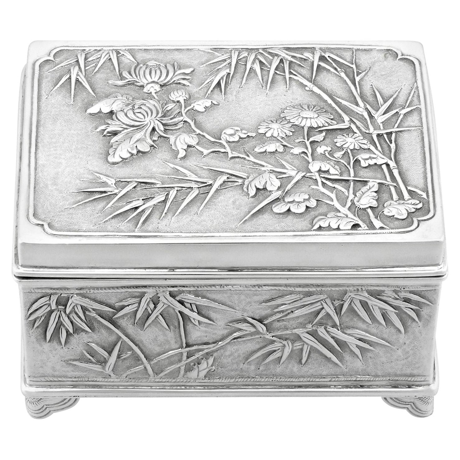 1900s Antique Chinese Export Silver Box For Sale