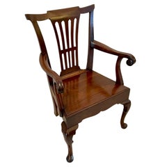 Exceptionnelle chaise de bureau ancienne en acajou de style George III