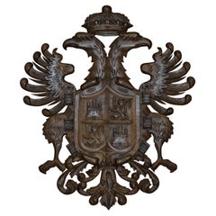 Große handgeschnitzte Holz Heraldic Wappen Wappen Adler