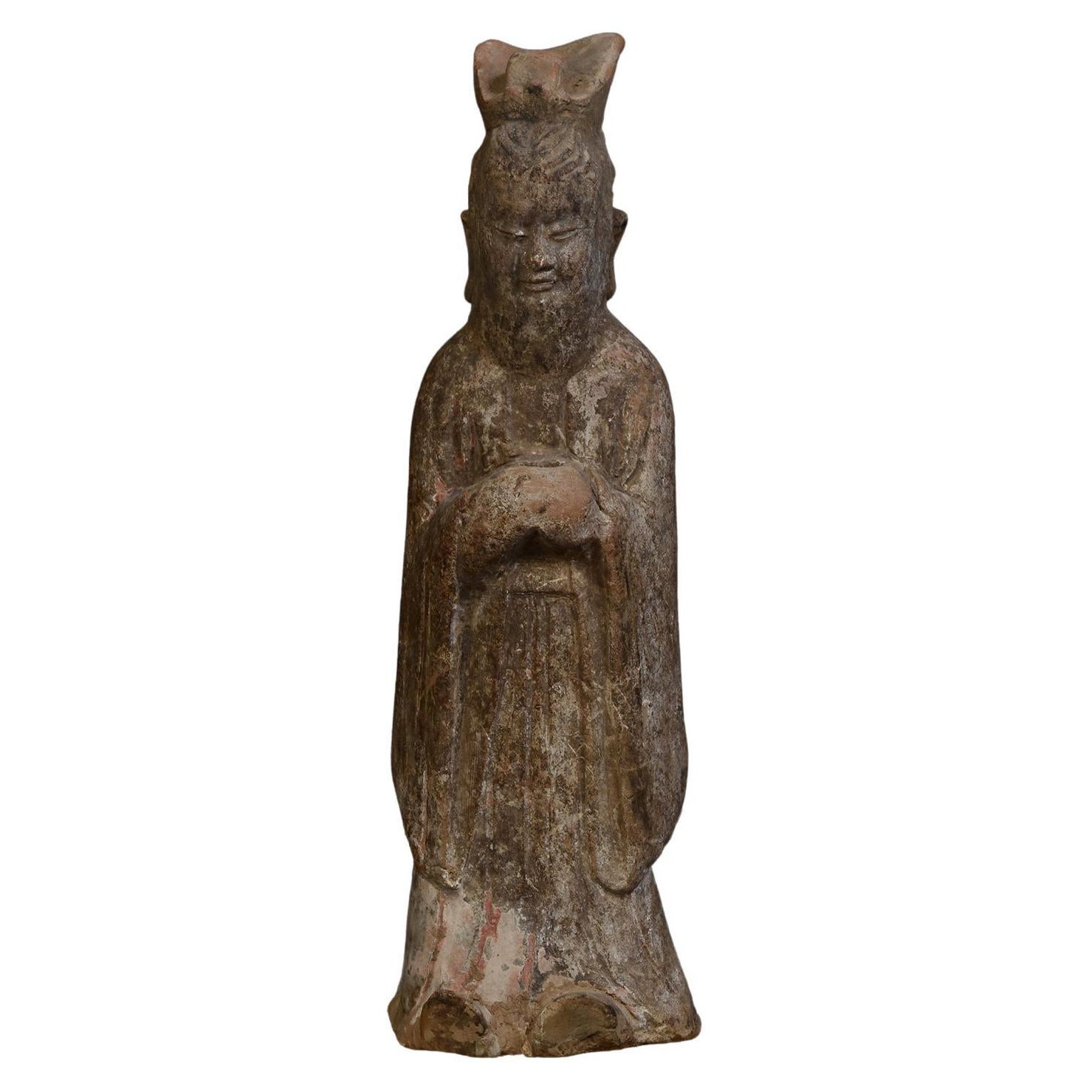 Dynastie Qi du Nord, poterie chinoise ancienne Homme de cour debout en vente