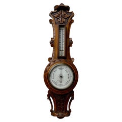 Antique Carved Oak Banjo Barometer