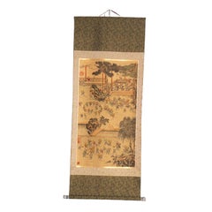 Chinesisches Scroll-Gemälde, Reispapier, blau de Hue, Porzellan, bemalt