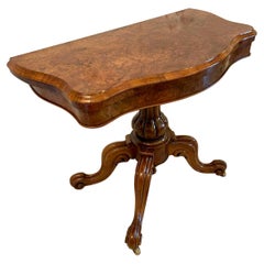 Quality Antique Victorian Serpentine Shaped Burr Walnut Card/Side Table