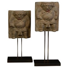 Song Dynasty, a Pair of Antique Chinese Pottery Tomb Guardian Panels