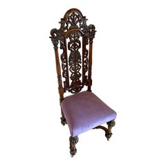 Amazing Quality Antique Victorian Carved Oak Side Chair